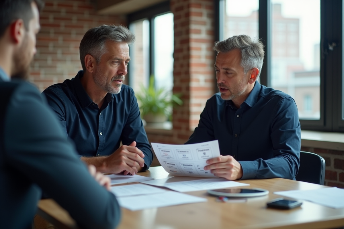 Homme en discussion avec un client sur le SEO dans un espace de coworking