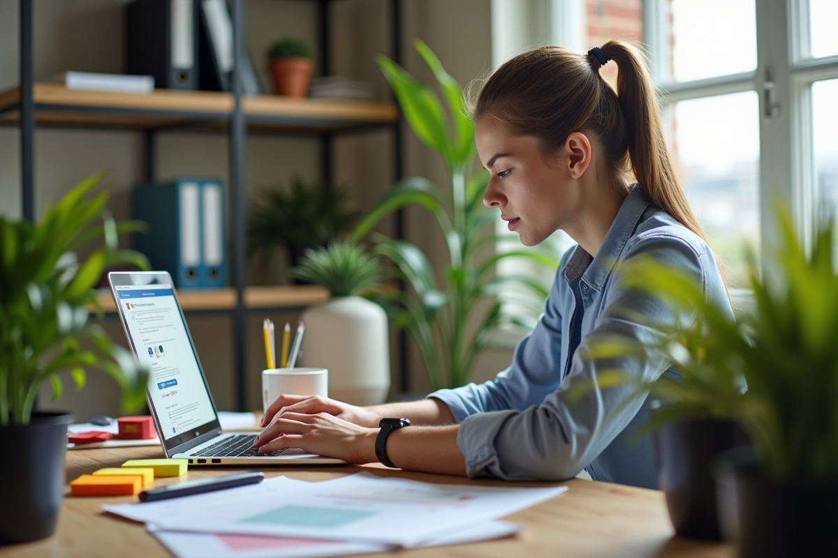 Employé concentré travaillant sur un ordinateur avec Access