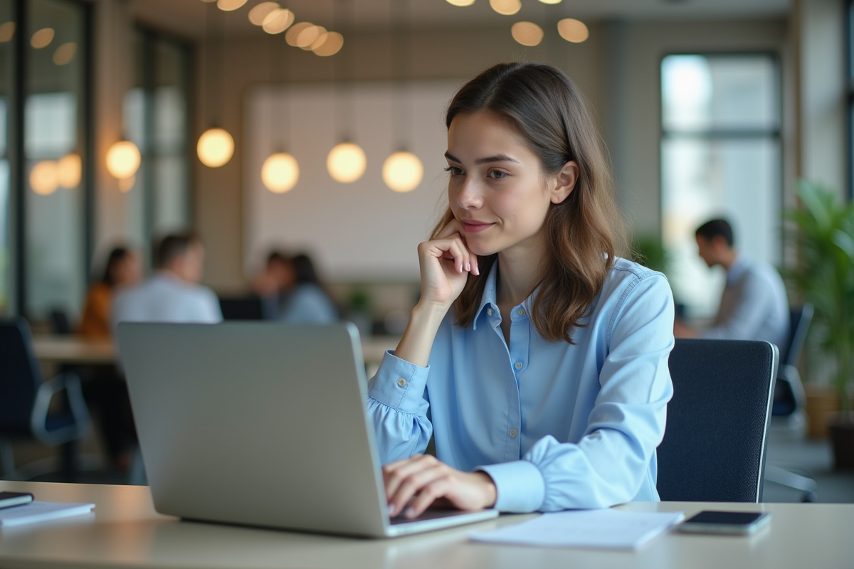 Jeune femme professionnelle examine résultats de test A/B