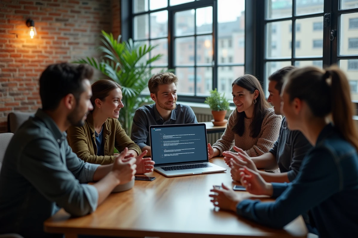 Groupe de jeunes discutant autour d