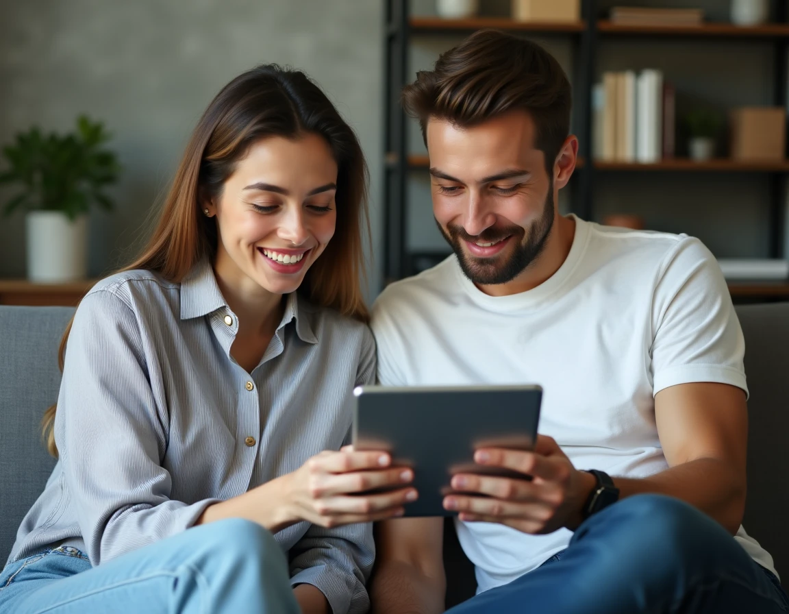 Deux personnes consultant une sauvegarde cloud pour restaurer des SMS effacés sur tablette