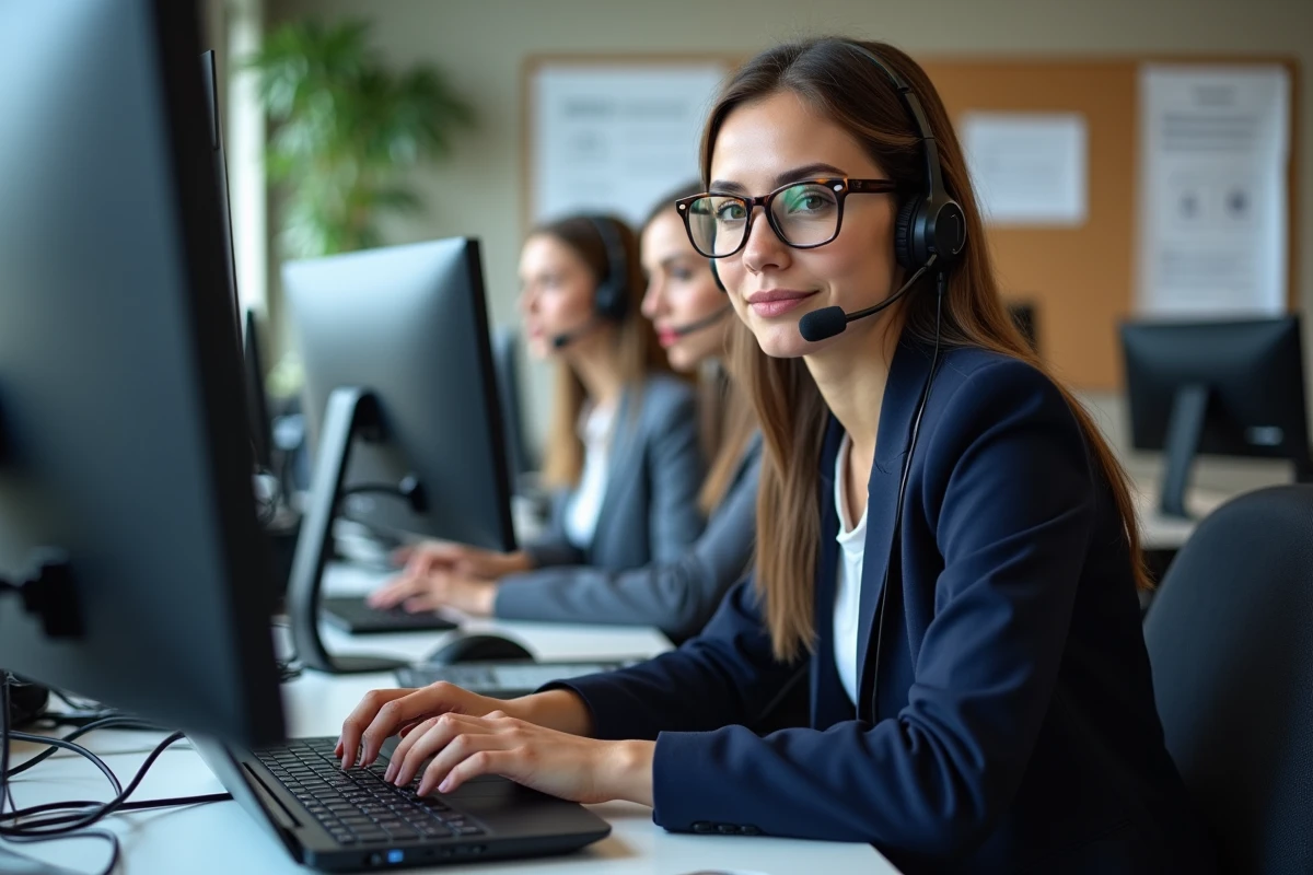 Agent du support technique traitant une demande d'accès à la messagerie académique Amiens depuis un poste informatique